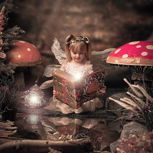 Enchanted Photoshoot, girl with book and toadstools thumbnail Enchanted Photoshoot, girl with book and toadstools thumbnail