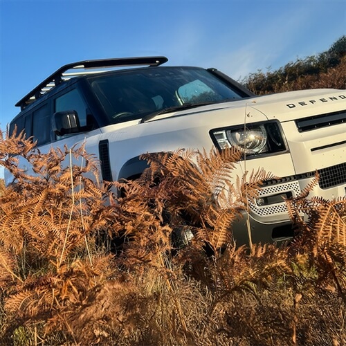 Junior Offroading in New-style Land Rover Defenders in Powys, Mid Wales